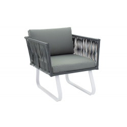 Ummo Σαλόνι κήπου σετ 4τμχ μέταλλο-γυαλί λευκό ματ-ύφασμα γκρι