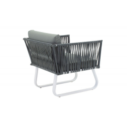 Ummo Σαλόνι κήπου σετ 4τμχ μέταλλο-γυαλί λευκό ματ-ύφασμα γκρι