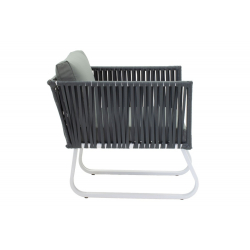 Ummo Σαλόνι κήπου σετ 4τμχ μέταλλο-γυαλί λευκό ματ-ύφασμα γκρι