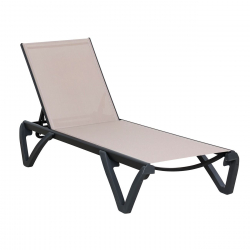 CAPRI K/D Ξαπλώστρα Αλουμίνιο Μαύρο, PP-UV Μαύρο - Textilene Cappuccino  68/58x190x30cm