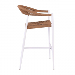 MADY Σκαμπό Bar, ALU Άσπρο, Rope Wicker Φυσικό  56x58x105cm