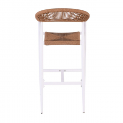 MADY Σκαμπό Bar, ALU Άσπρο, Rope Wicker Φυσικό  56x58x105cm