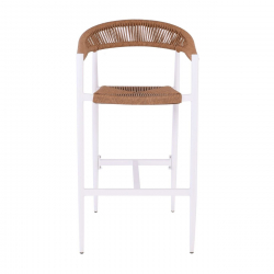 MADY Σκαμπό Bar, ALU Άσπρο, Rope Wicker Φυσικό  56x58x105cm