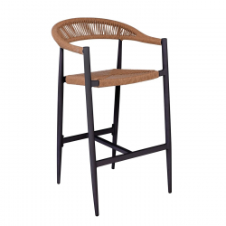 MADY Σκαμπό Bar, ALU Ανθρακί, Rope Wicker Φυσικό  56x58x105cm