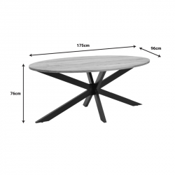 Τραπέζι Bonre pakoworld φυσικό μασίφ ξύλο ακακίας-πόδι μαύρο μέταλλο 175x96x76εκ. (175x96x76εκ)
