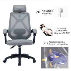 Καρέκλα γραφείου διευθυντή Seraphine pakoworld mesh γκρι (61x65x108εκ)