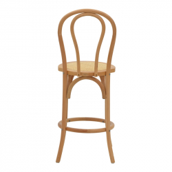 Σκαμπό μπαρ Thonet pakoworld φυσικό ξύλο οξιάς-έδρα φυσικό rattan 41x50x105εκ