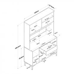 Mπουφές με ράφι Cordie pakoworld λευκό μελαμίνης 120x40x184.2εκ