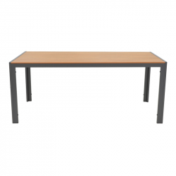 Τραπέζι Nares pakoworld αλουμίνιο ανθρακί-plywood φυσικό 180x90x72.5εκ