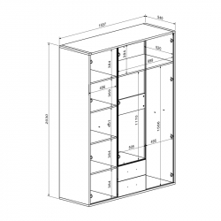 Ντουλάπα Rutenia pakoworld μελαμίνη σε oak απόχρωση 155.7x54x203εκ