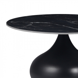 Βοηθητικά τραπέζια Kirkene Inart sintered stone σε απόχρωση μαύρο μαρμάρου με μαύρο μέταλλο 2τεμ (70x70x40εκ)