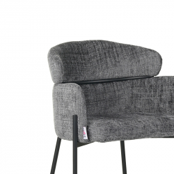 Σκαμπό μπαρ Tolerse Inart ανοιχτό γκρι ύφασμα-πόδι μαύρο μέταλλο (55x60x97εκ)