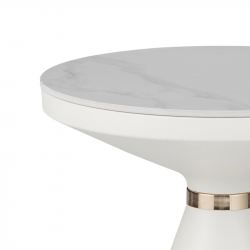 Βοηθητικά τραπέζια Coozlin Inart sintered stone σε απόχρωση λευκό μαρμάρου με λευκό-χρυσό μέταλλο (70x70x40εκ)