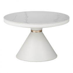 Βοηθητικά τραπέζια Coozlin Inart sintered stone σε απόχρωση λευκό μαρμάρου με λευκό-χρυσό μέταλλο (70x70x40εκ)
