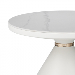 Βοηθητικά τραπέζια Coozlin Inart sintered stone σε απόχρωση λευκό μαρμάρου με λευκό-χρυσό μέταλλο (70x70x40εκ)