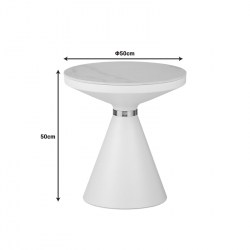 Βοηθητικά τραπέζια Coozlin Inart sintered stone σε απόχρωση λευκό μαρμάρου με λευκό-χρυσό μέταλλο (70x70x40εκ)