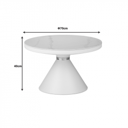 Βοηθητικά τραπέζια Coozlin Inart sintered stone σε απόχρωση λευκό μαρμάρου με λευκό-χρυσό μέταλλο (70x70x40εκ)