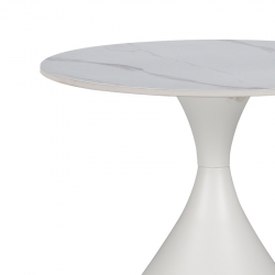Βοηθητικά τραπέζια Kirkene Inart sintered stone σε απόχρωση λευκό μαρμάρου με λευκό μέταλλο 2τεμ (70x70x40εκ)
