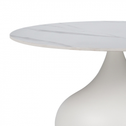 Βοηθητικά τραπέζια Kirkene Inart sintered stone σε απόχρωση λευκό μαρμάρου με λευκό μέταλλο 2τεμ (70x70x40εκ)