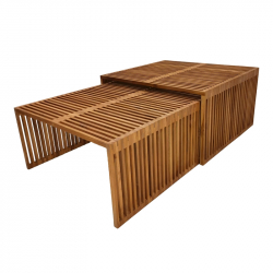 Τραπέζι Tinnie I pakoworld σετ 2τεμ teak ξύλο σε φυσική απόχρωση (86x80x46εκ)