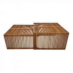 Τραπέζι Tinnie I pakoworld σετ 2τεμ teak ξύλο σε φυσική απόχρωση (86x80x46εκ)