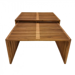 Τραπέζι Tinnie I pakoworld σετ 2τεμ teak ξύλο σε φυσική απόχρωση (86x80x46εκ)