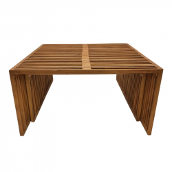 Τραπέζι Tinnie I pakoworld σετ 2τεμ teak ξύλο σε φυσική απόχρωση (86x80x46εκ)