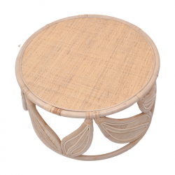 Τραπέζι σαλονιού Siderty pakoworld rattan σε φυσική απόχρωση Φ80x45εκ