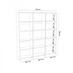 Βιβλιοθήκη Rabuku pakoworld σε λευκή απόχρωση 146x22x123εκ