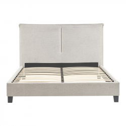 Κρεβάτι διπλό Majus pakoworld ύφασμα γκρι-μπεζ 160x200εκ