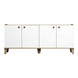 Μπουφές Lethak pakoworld σε oak-λευκή απόχρωση 180x41x78εκ