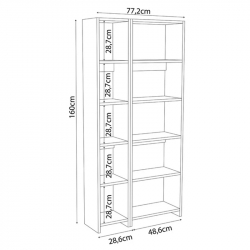 Βιβλιοθήκη Alkathi pakoworld σε ανθρακί απόχρωση 77x22x160εκ
