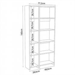 Βιβλιοθήκη Alkathi pakoworld σε oak απόχρωση 77x22x160εκ