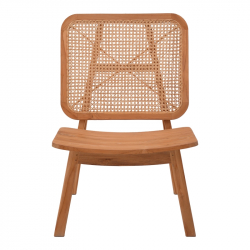 Πολυθρόνα Viborg pakoworld φυσικό teak ξύλο-φυσικό rattan 60x75x87εκ