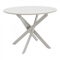 Τραπέζι Dammero pakoworld mdf σε γκρι απόχρωση με πόδι γκρι μέταλλο Φ100x75εκ