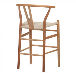 Σκαμπό μπαρ Wishbone pakoworld rubberwood-σχοινί σε φυσική απόχρωση 55x49x108εκκ (55x49x108εκ)
