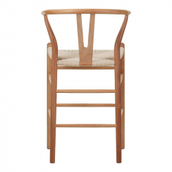 Σκαμπό μπαρ Wishbone pakoworld rubberwood-σχοινί σε φυσική απόχρωση 55x49x108εκκ (55x49x108εκ)