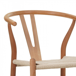 Σκαμπό μπαρ Wishbone pakoworld rubberwood-σχοινί σε φυσική απόχρωση 55x49x108εκκ (55x49x108εκ)