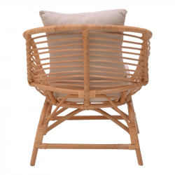 Πολυθρόνα Caxen pakoworld φυσικό rattan-λευκό μαξιλάρι 72x63x75εκ