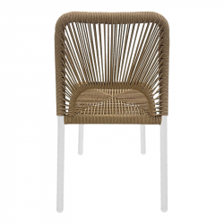 Καρέκλα αλουμινίου Norture pakoworld στοιβαζόμενη λευκός σκελετός-pe rattan σε φυσική απόχρωση 45x63x82εκ