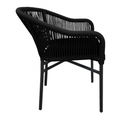 Πολυθρόνα αλουμινίου Legana pakoworld στοιβαζόμενη ανθρακί σκελετός- rattan 56x66x82εκ