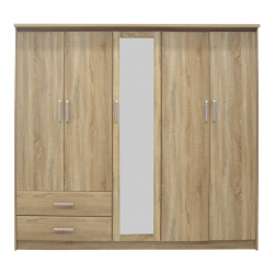 Ντουλάπα ρούχων πεντάφυλλη OLYMPUS pakoworld σε φυσική απόχρωση 198x57x183εκ