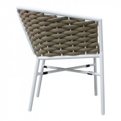 Πολυθρόνα αλουμινίου-pp Noevo pakoworld στοιβαζόμενη με λευκό σκελετό και μαξιλάρι 57x62x77εκ