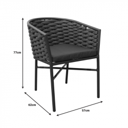 Πολυθρόνα αλουμινίου-pp Noevo pakoworld στοιβαζόμενη με λευκό σκελετό και μαξιλάρι 57x62x77εκ