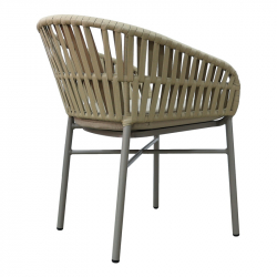 Πολυθρόνα αλουμινίου-pe σχοινί Frama pakoworld στοιβαζόμενη σε καφε απόχρωση και μαξιλάρι 57x60x78εκ