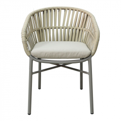 Πολυθρόνα αλουμινίου-pe σχοινί Frama pakoworld στοιβαζόμενη σε καφε απόχρωση και μαξιλάρι 57x60x78εκ