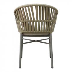 Πολυθρόνα αλουμινίου-pe σχοινί Frama pakoworld στοιβαζόμενη σε καφε απόχρωση και μαξιλάρι 57x60x78εκ