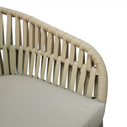 Πολυθρόνα αλουμινίου-pe σχοινί Frama pakoworld στοιβαζόμενη σε καφε απόχρωση και μαξιλάρι 57x60x78εκ