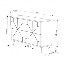 Μπουφές Dune pakoworld σε καρυδί απόχρωση 123x35x77.4εκ