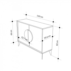Μπουφές Gora pakoworld σε απόχρωση ανοιχτό καρυδί 110x35.6x82εκ